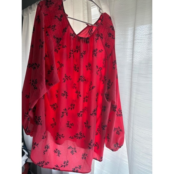 Lane Bryant Floral Print Blouse Top Womens Plus Size 26/28 Pink Black - Picture 2 of 5